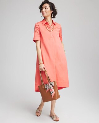 High-Low Hemmed Popover Shirtdress click to view larger image.