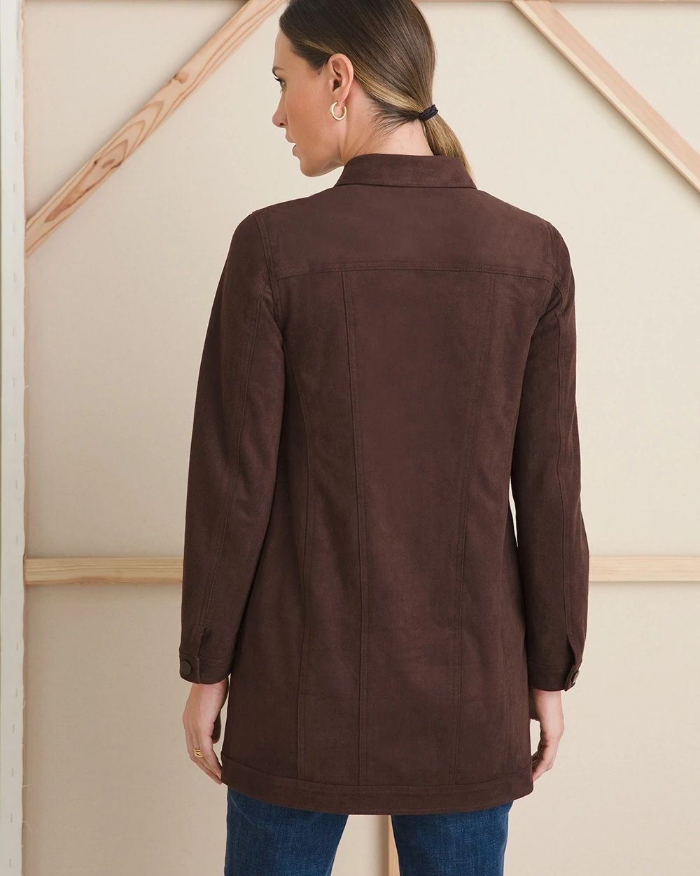 Elongated Faux-Suede Jacket