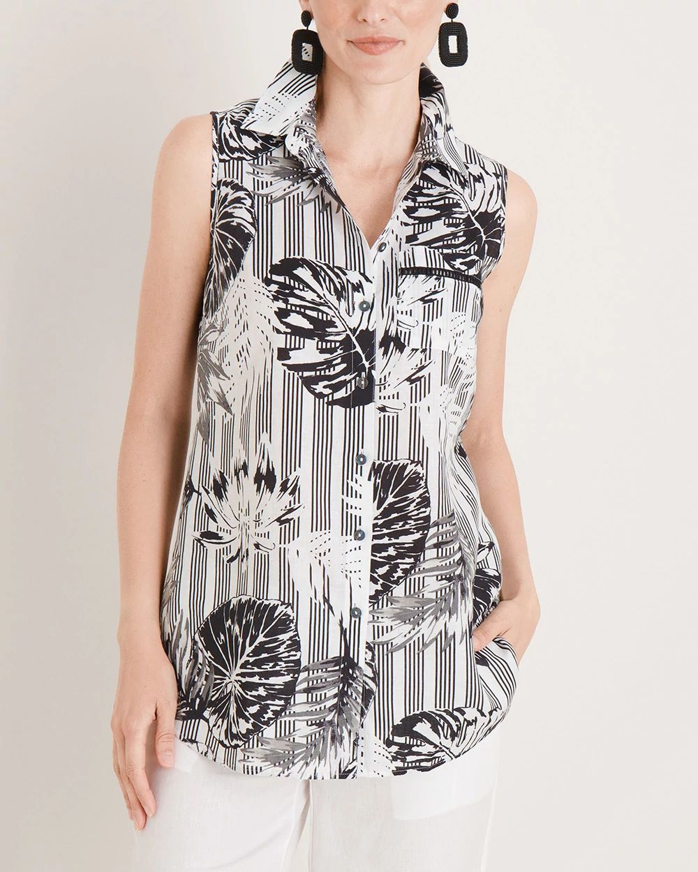 No-Iron Fresh Chic Sleeveless Linen Tunic