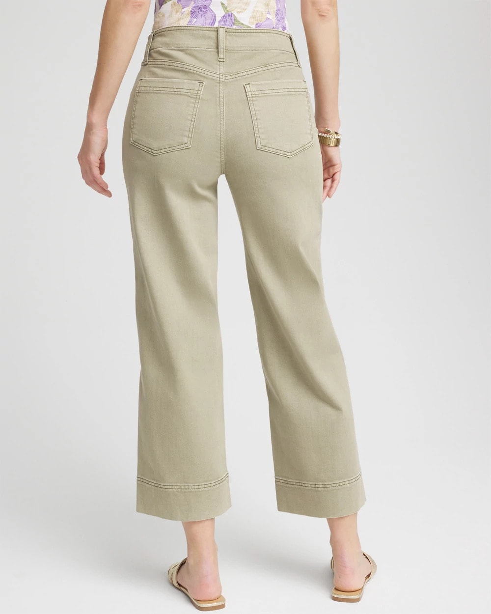 Pull-On Wide-Leg Cropped Jeans