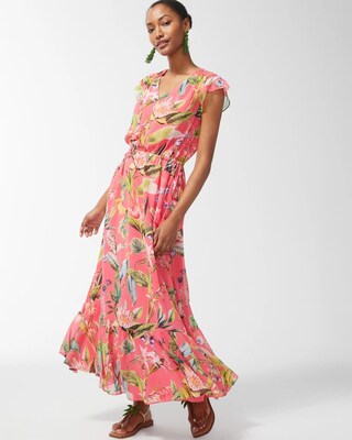 Chiffon Floral Print Maxi Dress