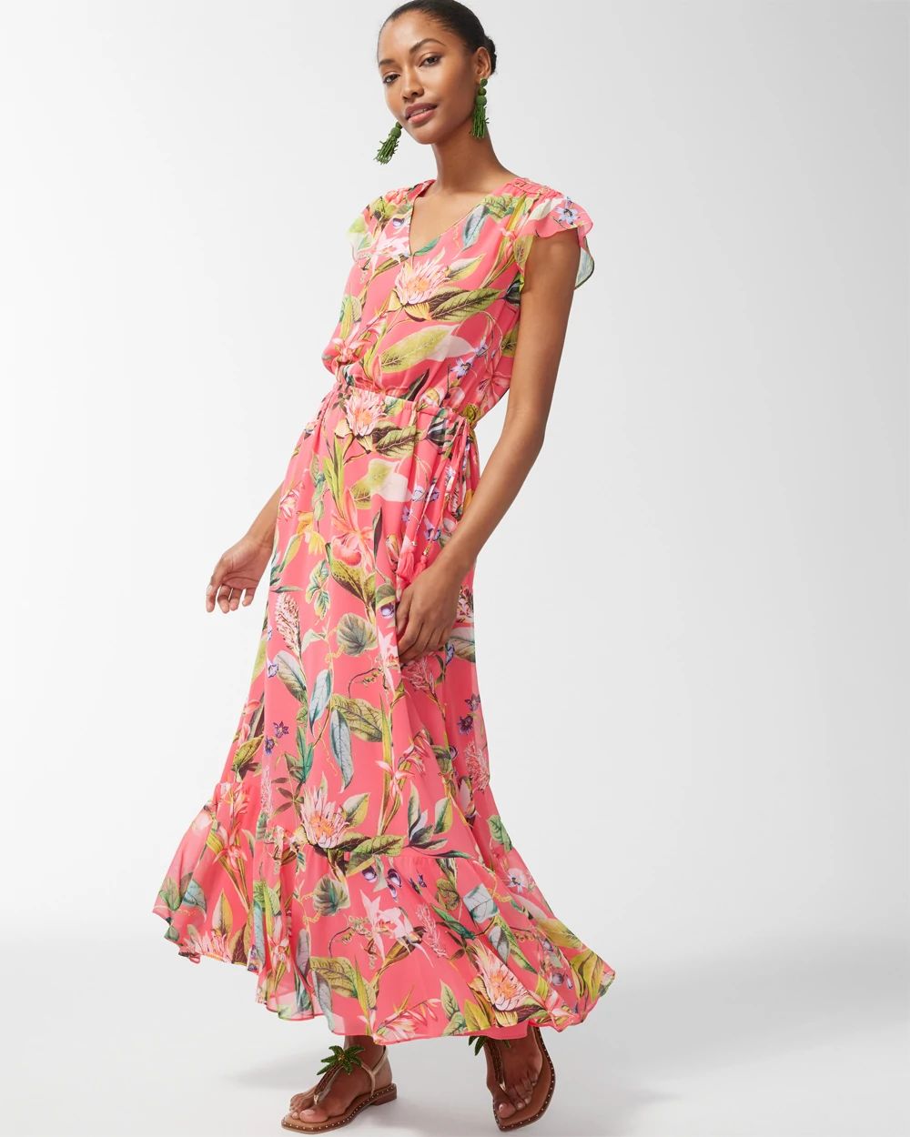 Chiffon Floral Print Maxi Dress