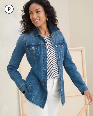 Petite Fray-Hem Denim Jacket