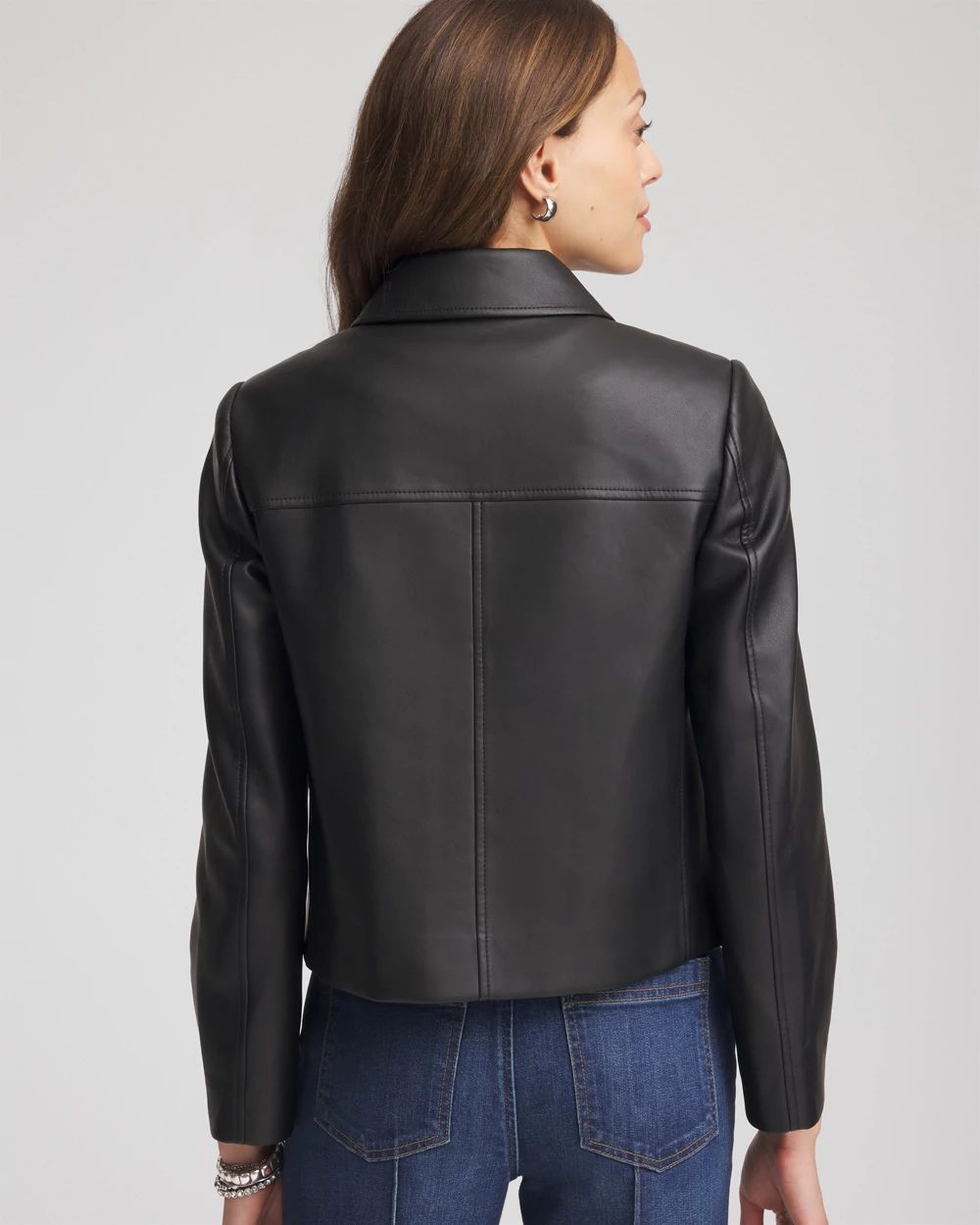 Faux Leather Zip-Front Jacket