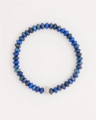 Blue Jade Stone Pave Stretch Bracelet
