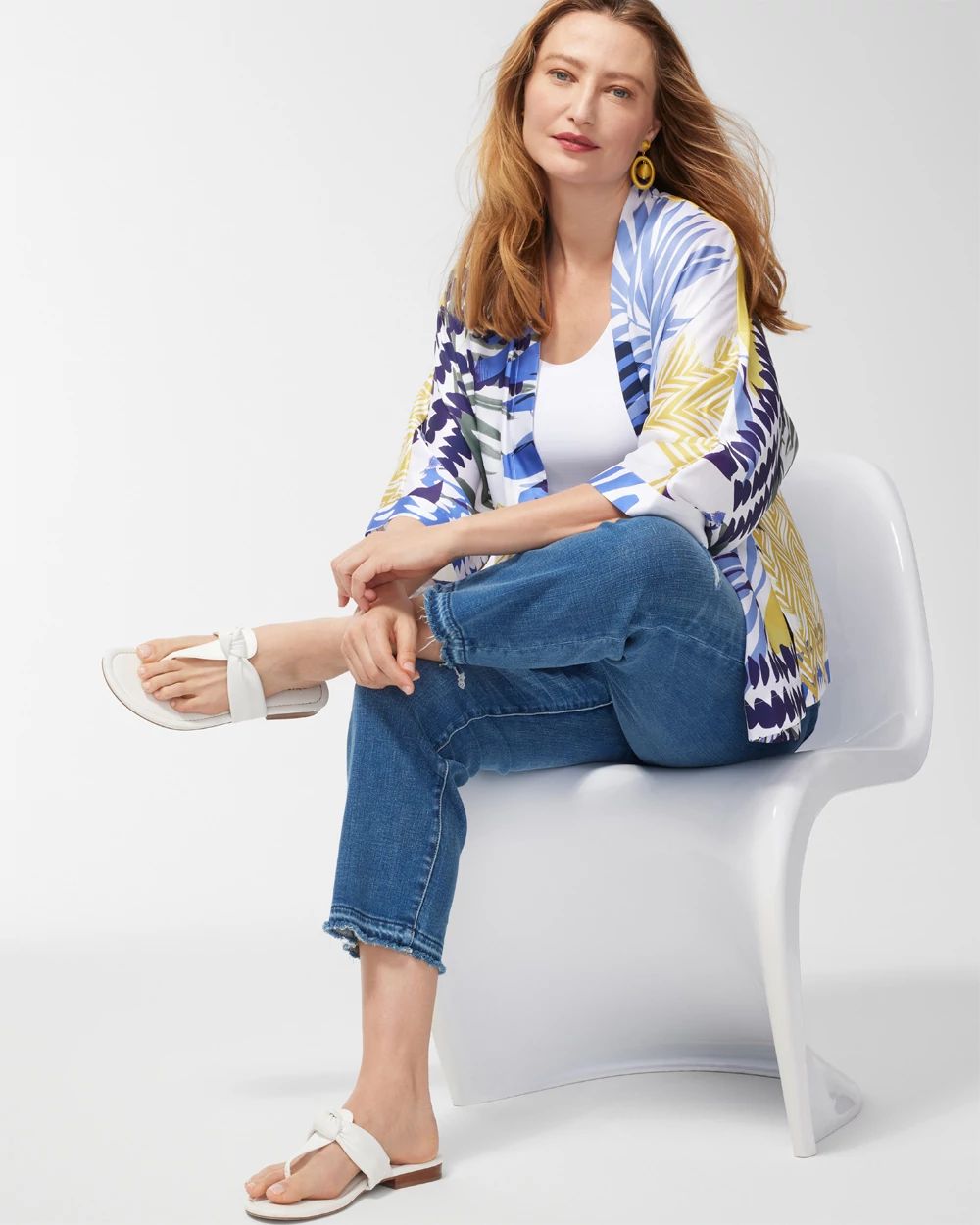 Coastal Print Short Kimono