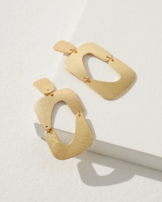Square Gold Tone Drop Earrings