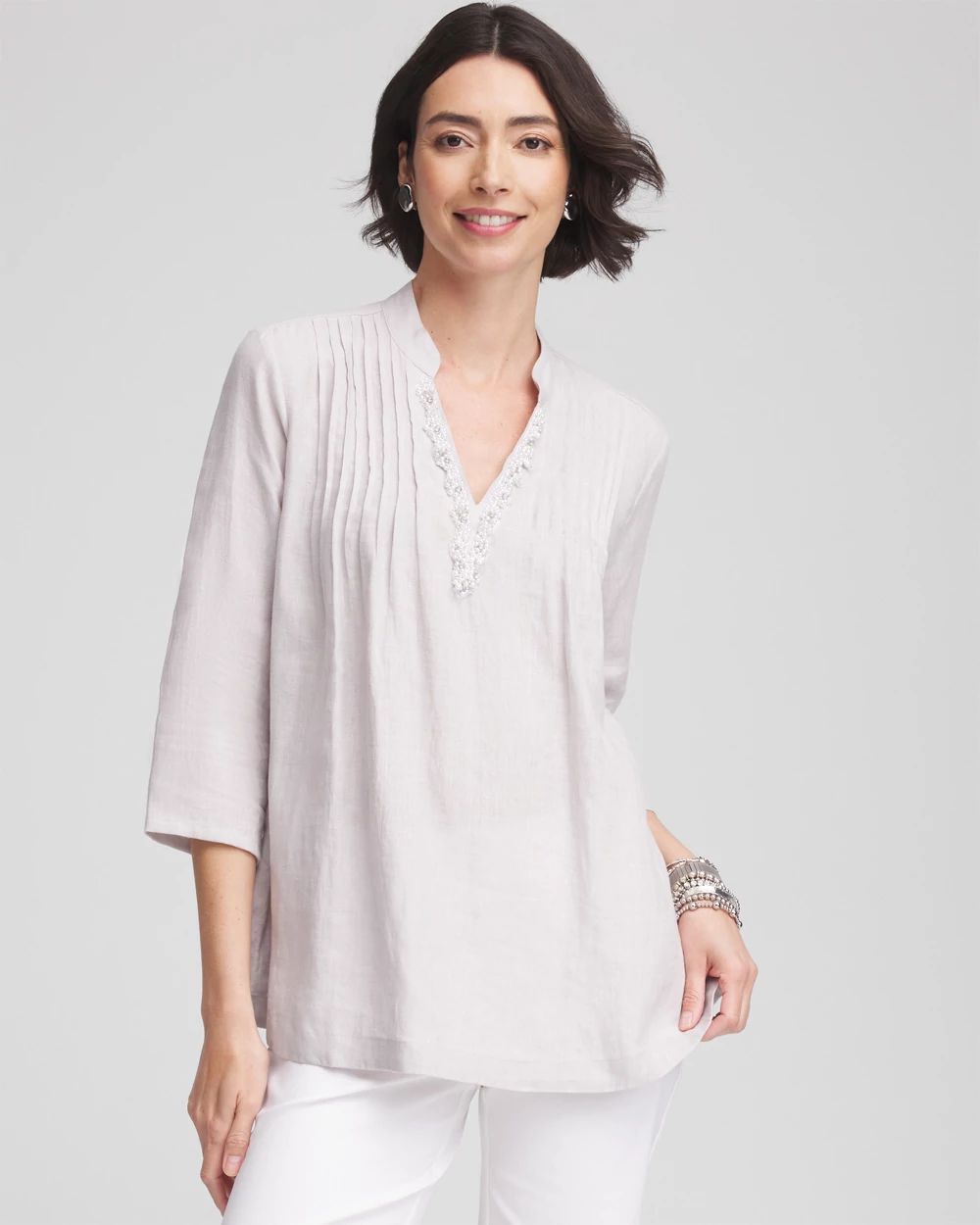 Embellished Linen Kurta Tunic