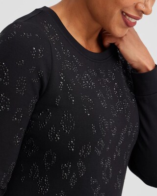Zenergy® Embellished Animal Print Top