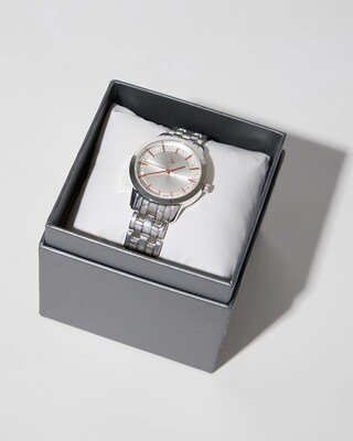 Silvertone Metal Watch with Glitz Face