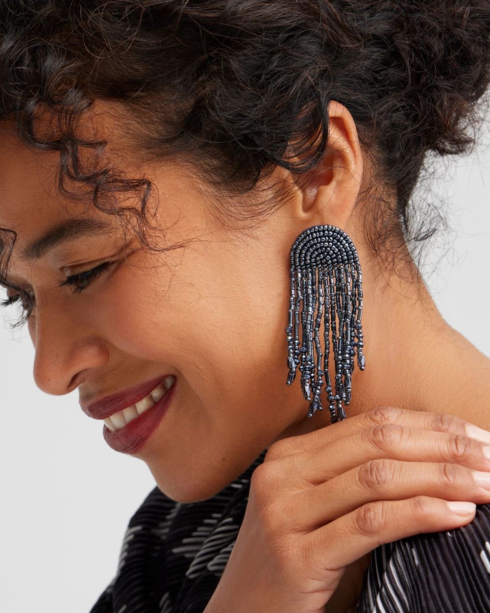 Blue Fringe Earrings