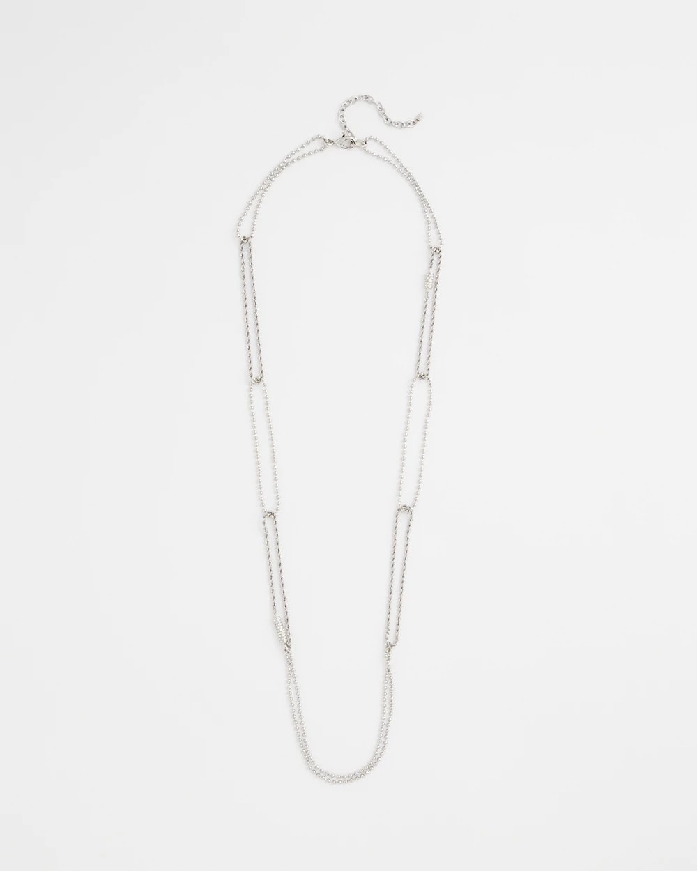 Long Silver Ball Chain Single Strand