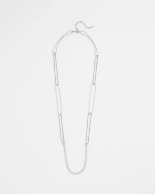 Long Silver Ball Chain Single Strand