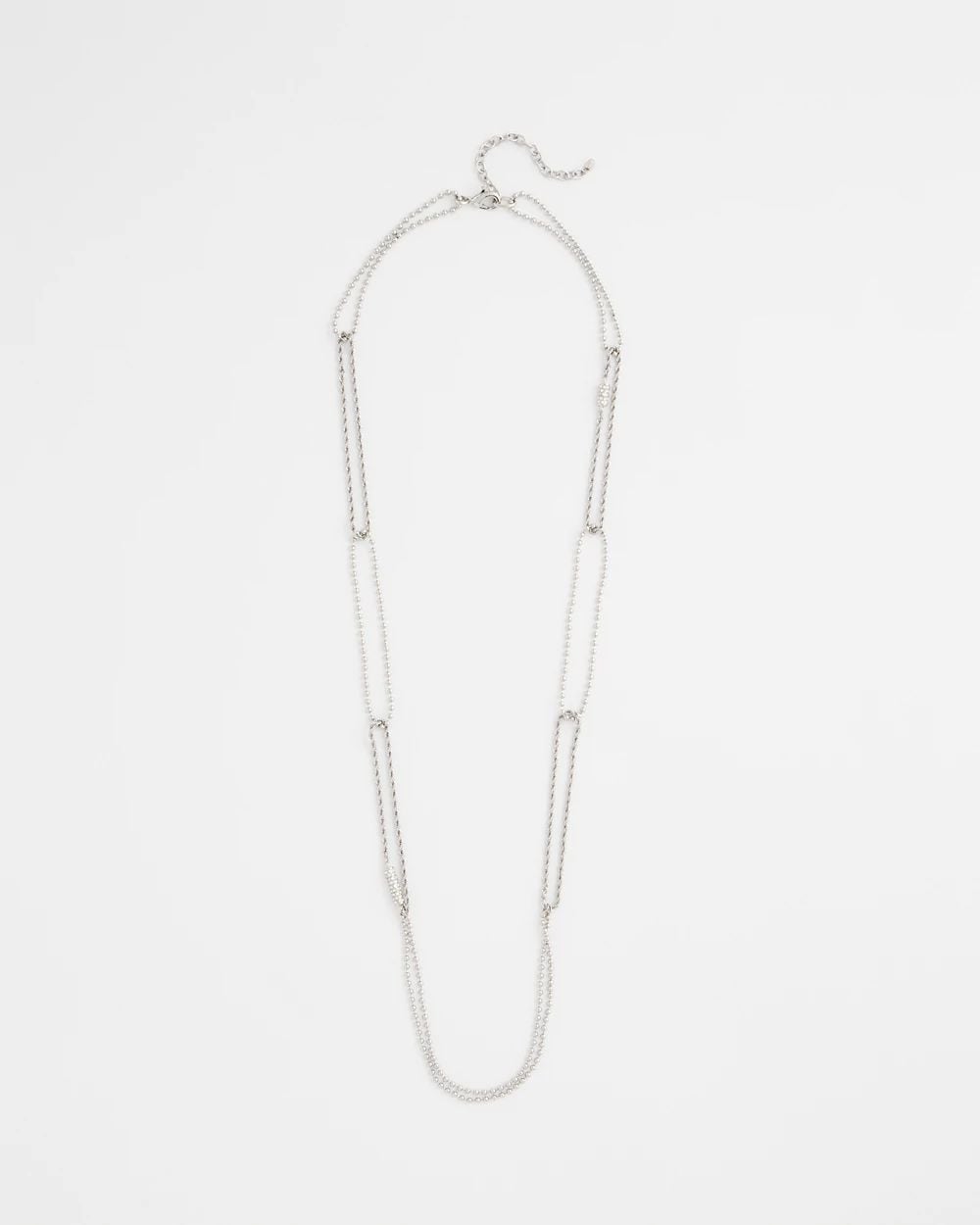 Long Silver Ball Chain Single Strand