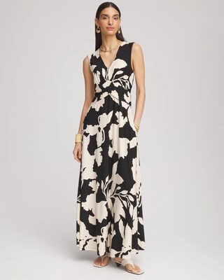 Floral Ruched Jersey Maxi Dress