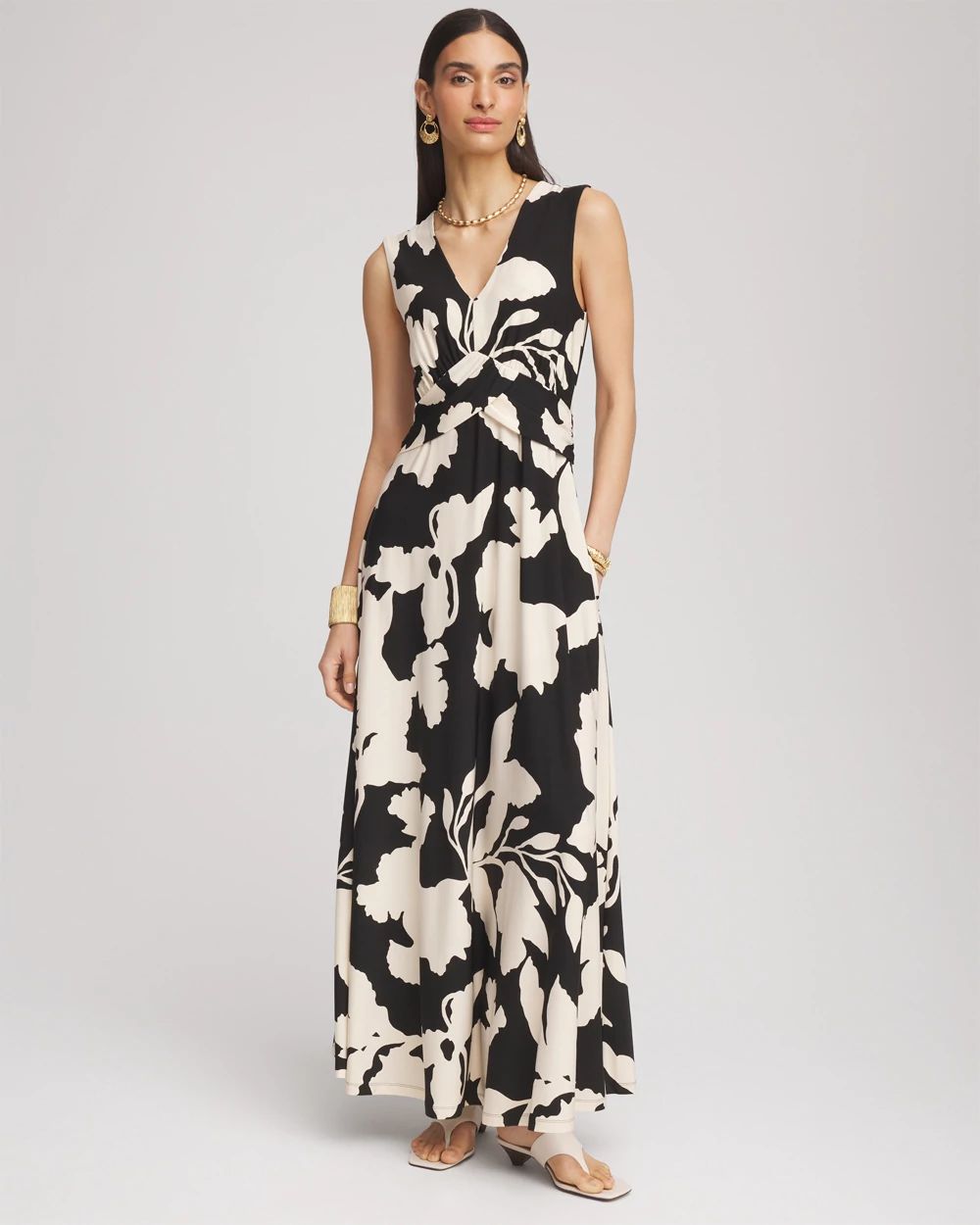Floral Ruched Jersey Maxi Dress