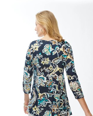 Paisley Button Sleeve Slub Tunic
