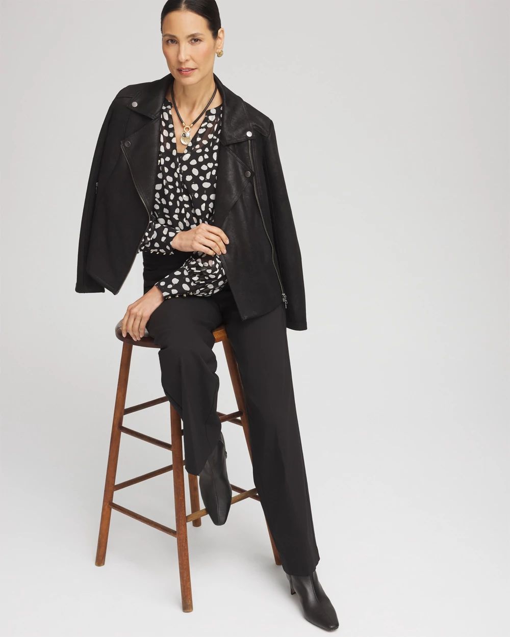 Metallic Clip Dot Pintuck Sleeve Blouse