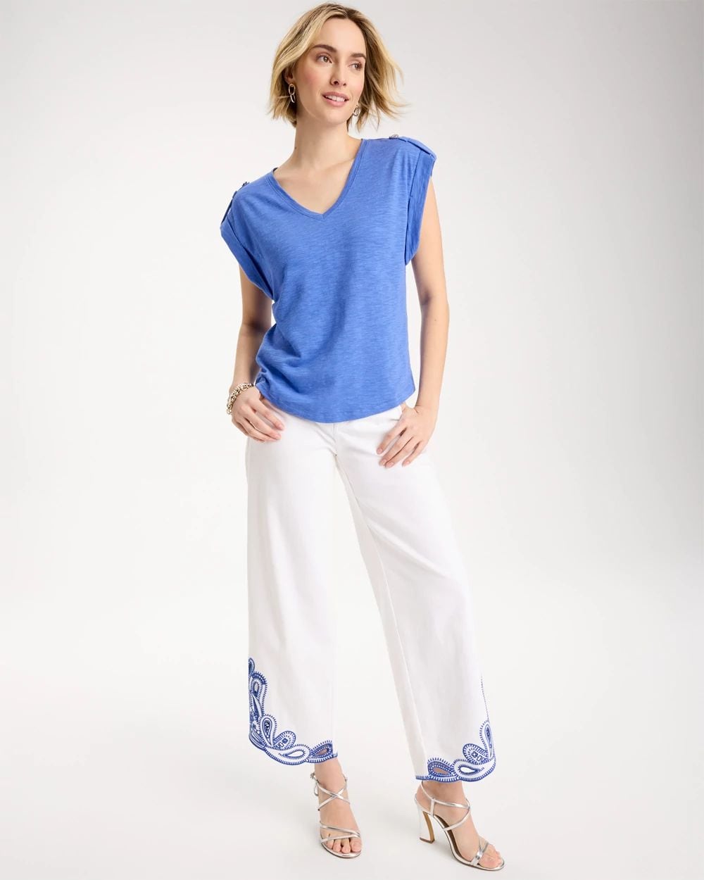 Cotton Slub Epaulette Tee click to view larger image.