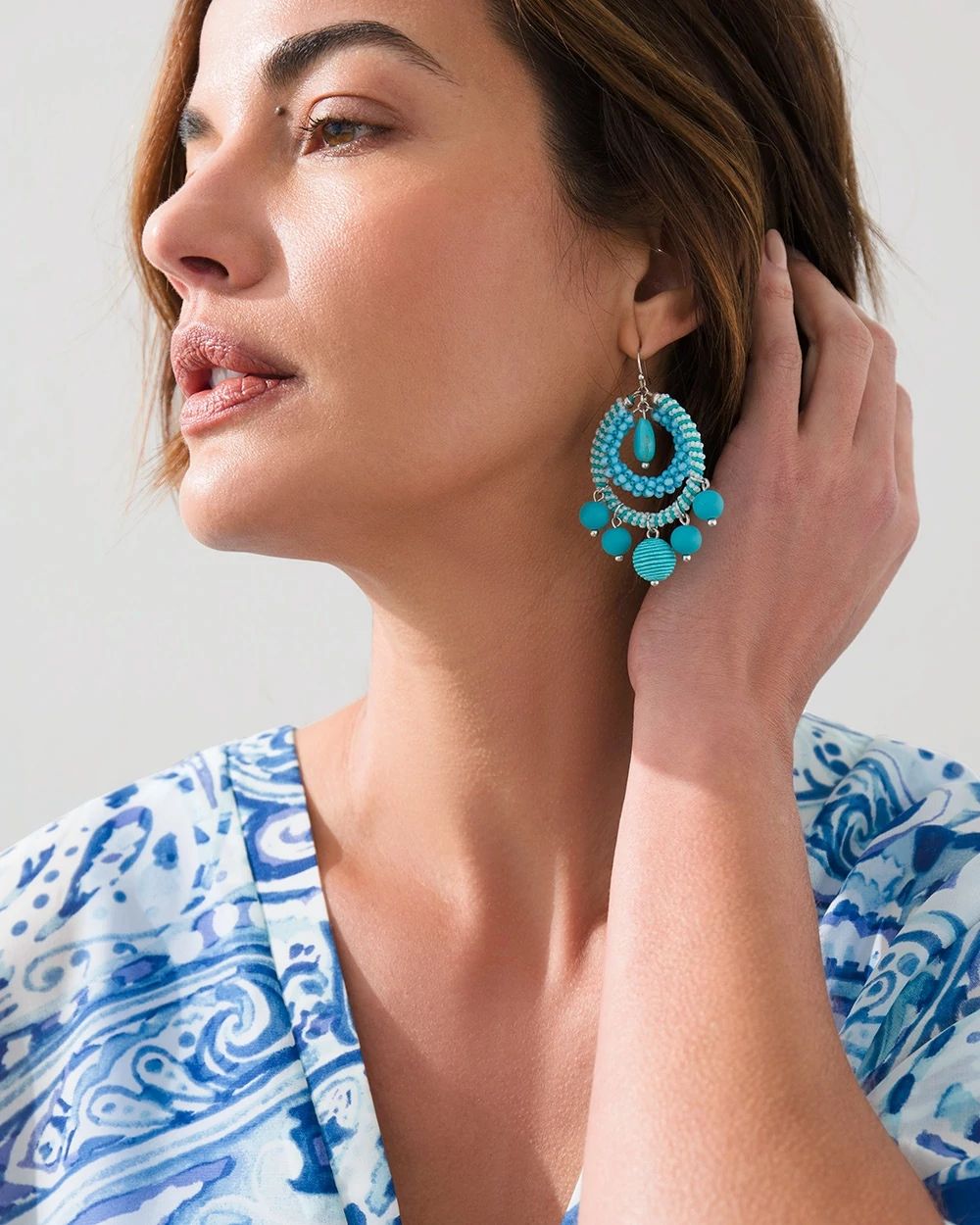 Drop Hoop Seed Bead Earrings