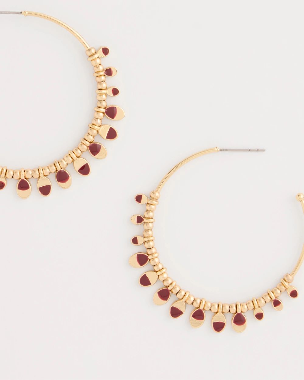 Red Charm Hoop Earrings click to view larger image.