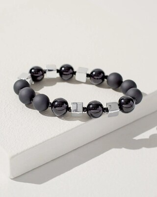 Black and Silver Tone Stretch Bracelet