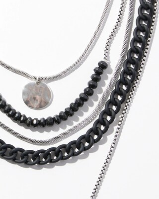 Black & Silver Tone Convertible Necklace