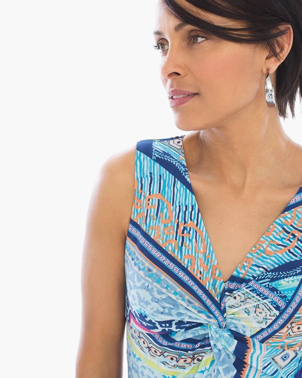 Handkerchief Hem Mixed-Media Dress