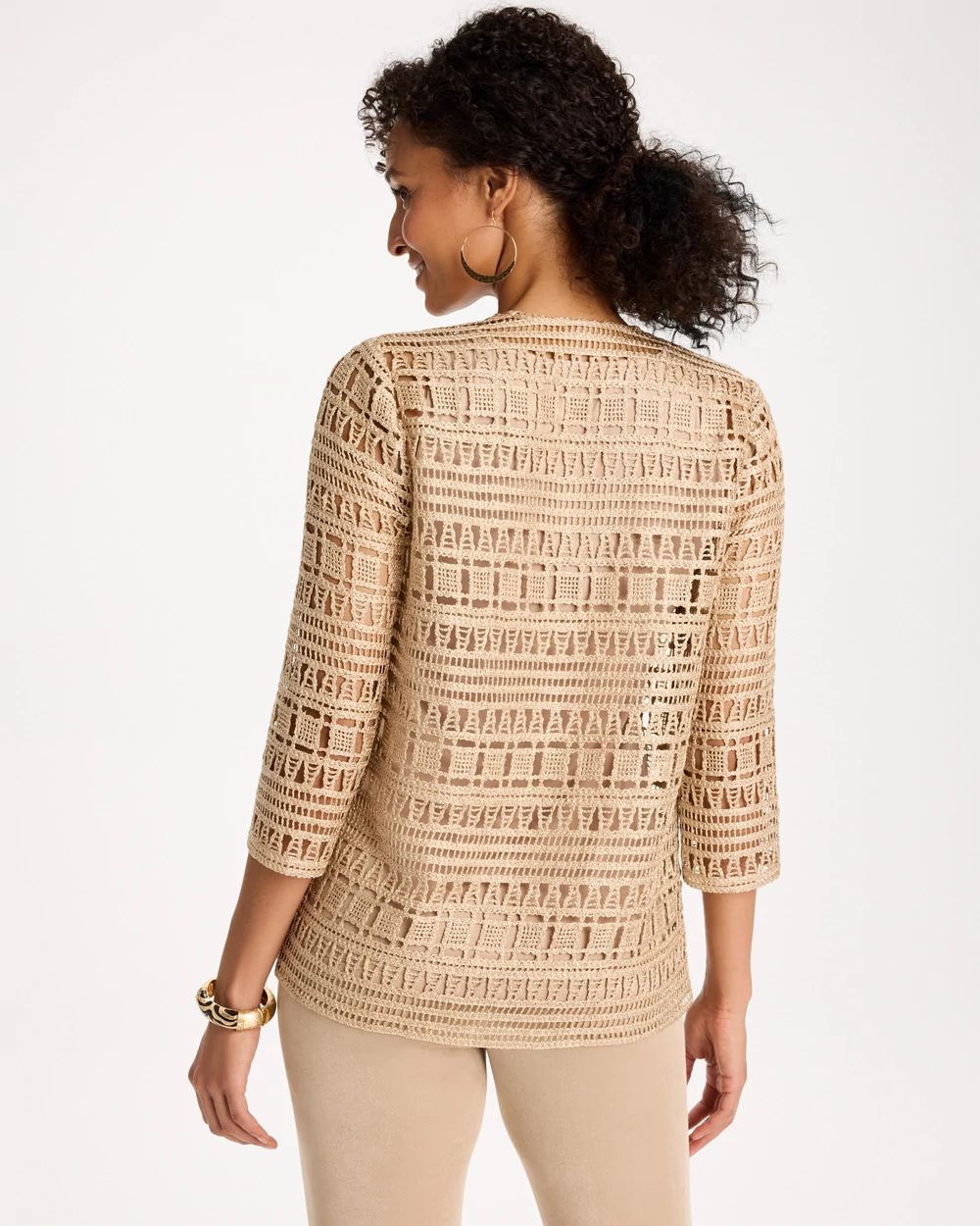 Travelers™ Metallic Crochet Cardigan