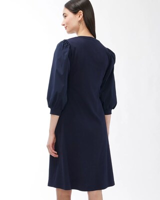 Knit Mix Sleeve Henley Dress