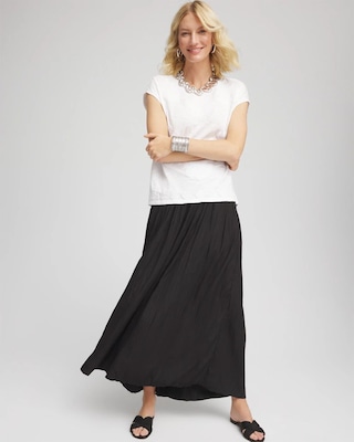 Pull-on Pleated Maxi Skirt click to view larger image.
