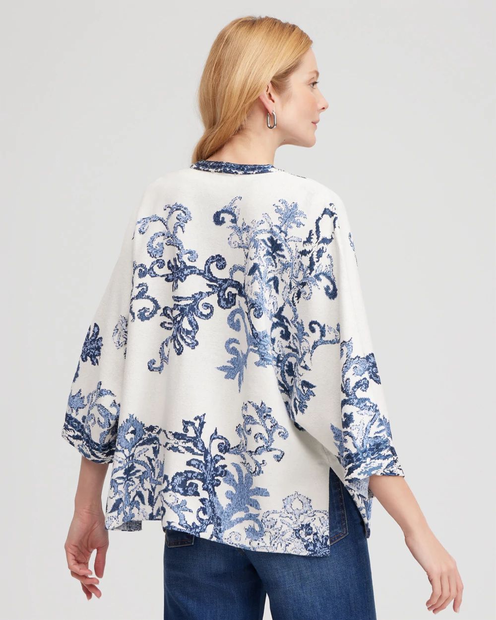 Jacquard Knit Short Kimono