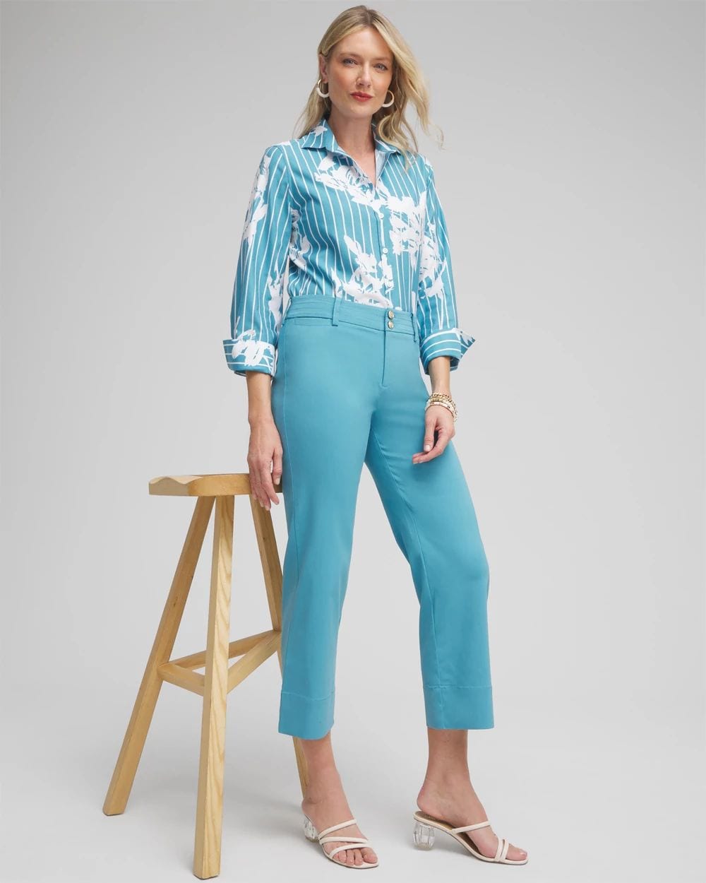 Trapunto Wide Leg Cropped Pants