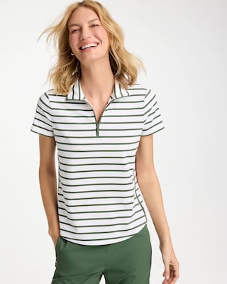 Zenergy® UPF Striped Half Zip Polo