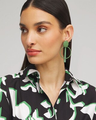 Green Clip-on Drop Hoops