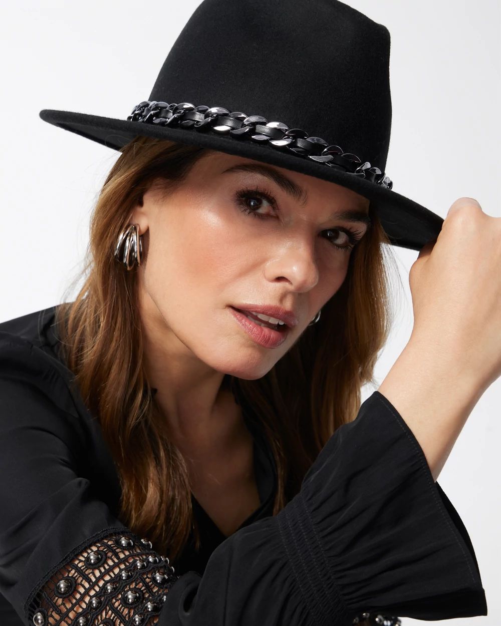 Chain Detail Wool Hat