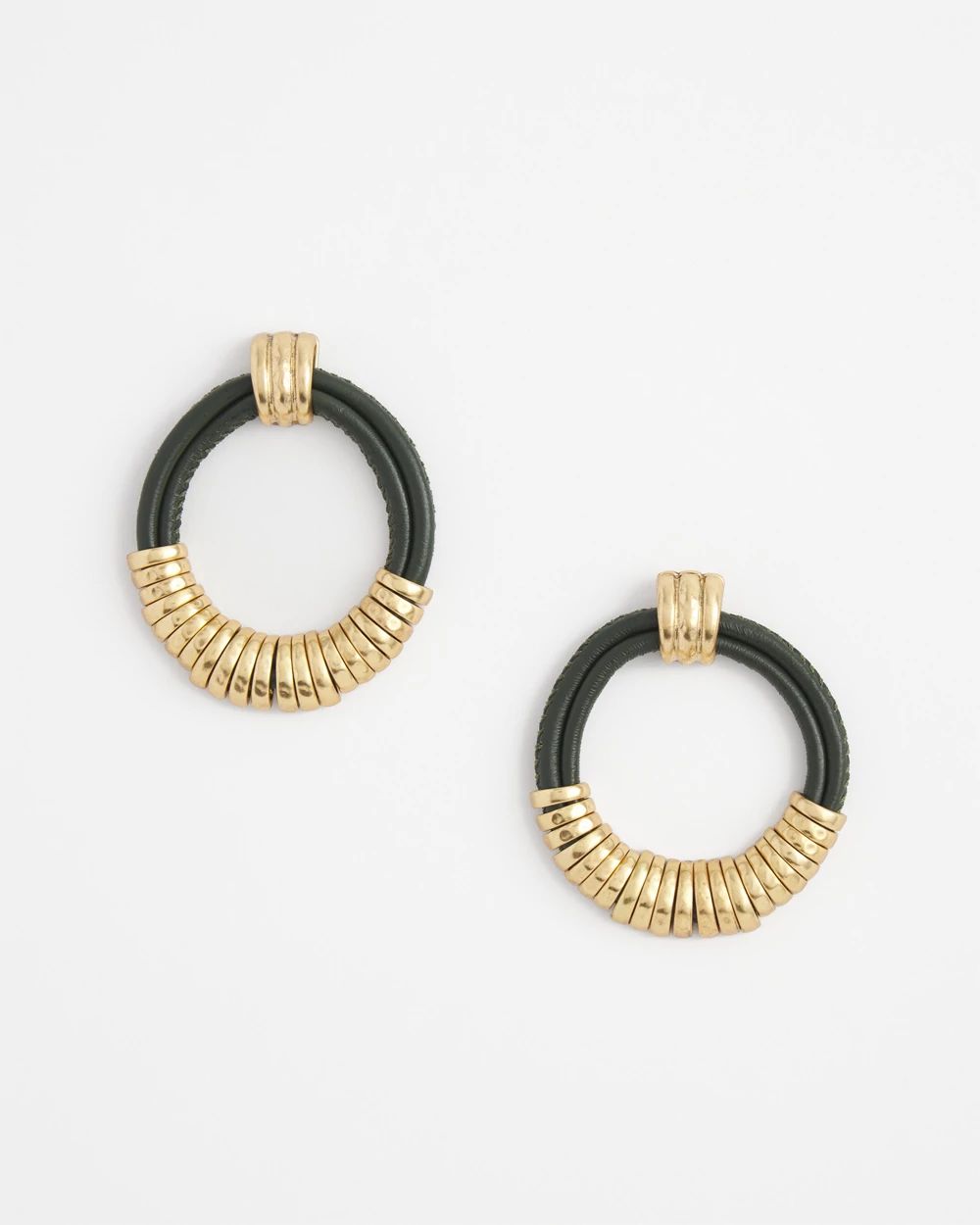 No Droop™ Olive Leather Hoop Earrings