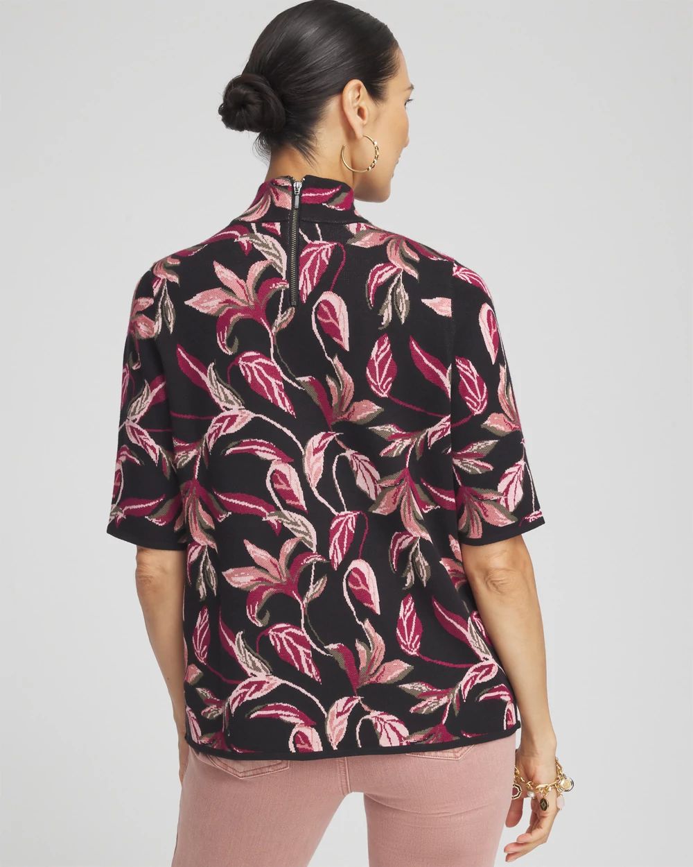 Jacquard Mock Neck Sweater