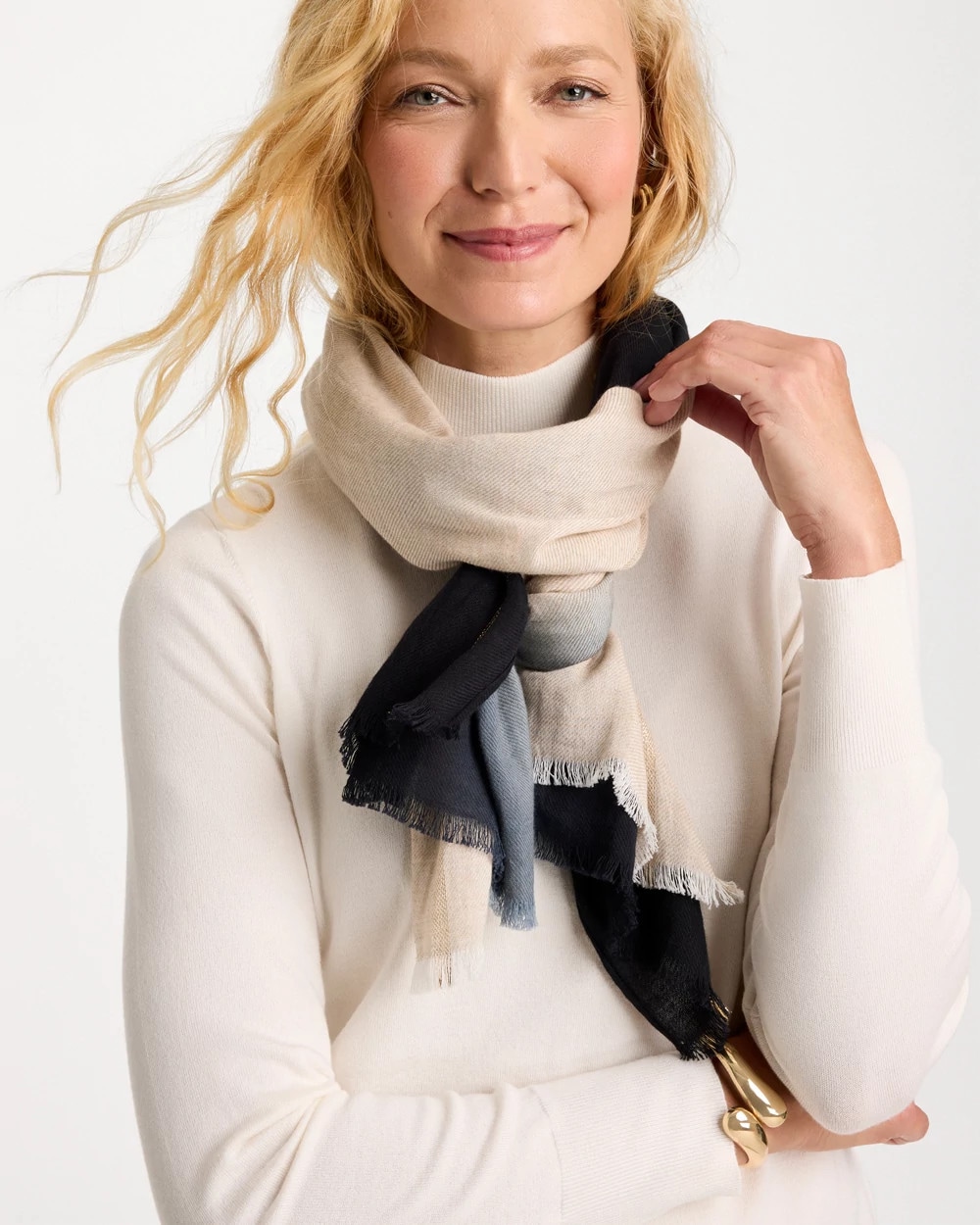 Cotton Metallic Ombre Oblong Scarf