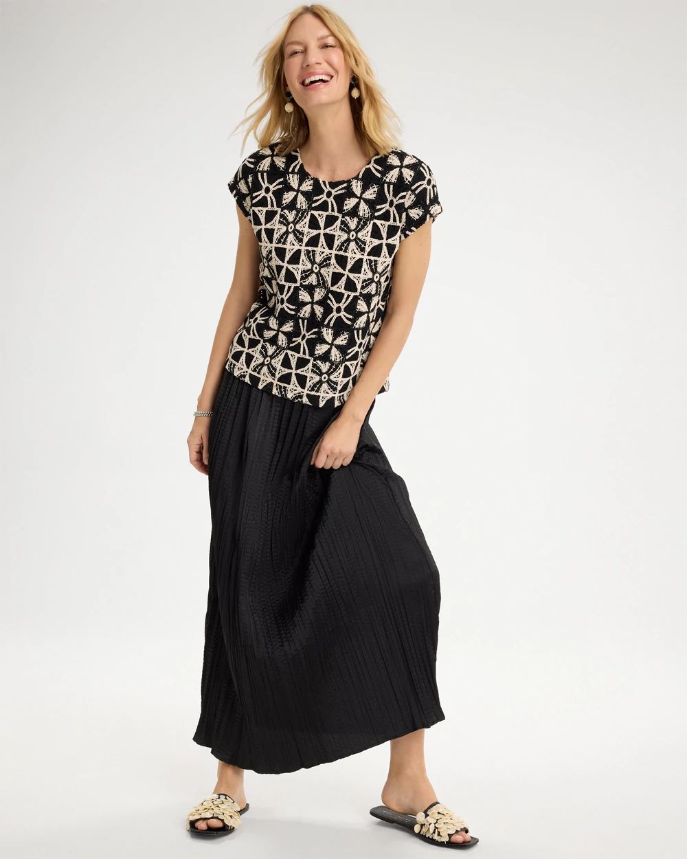 Satin Crinkle Maxi Skirt click to view larger image.