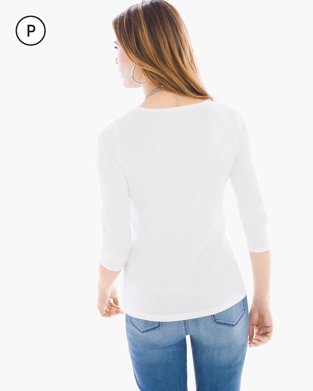 Petite Pima Cotton Scoop-Neck Tee