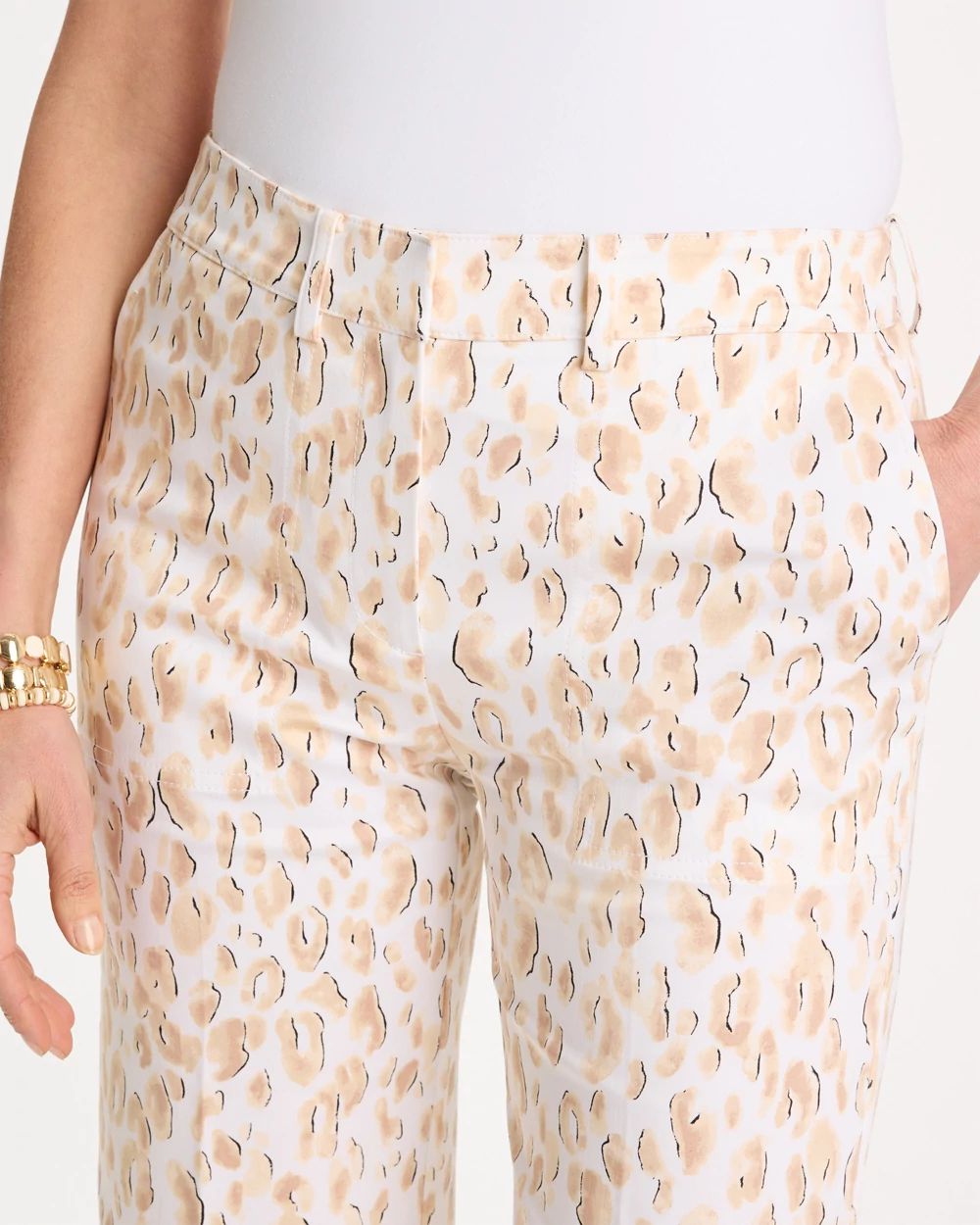 Animal Print Emme Sateen Straight Capri Pants