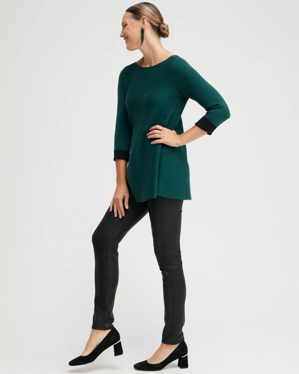 Green Double Knit Pullover Sweater click to view larger image.