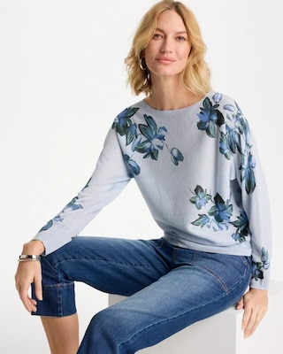 Floral Print Pullover Sweater click to view larger image.
