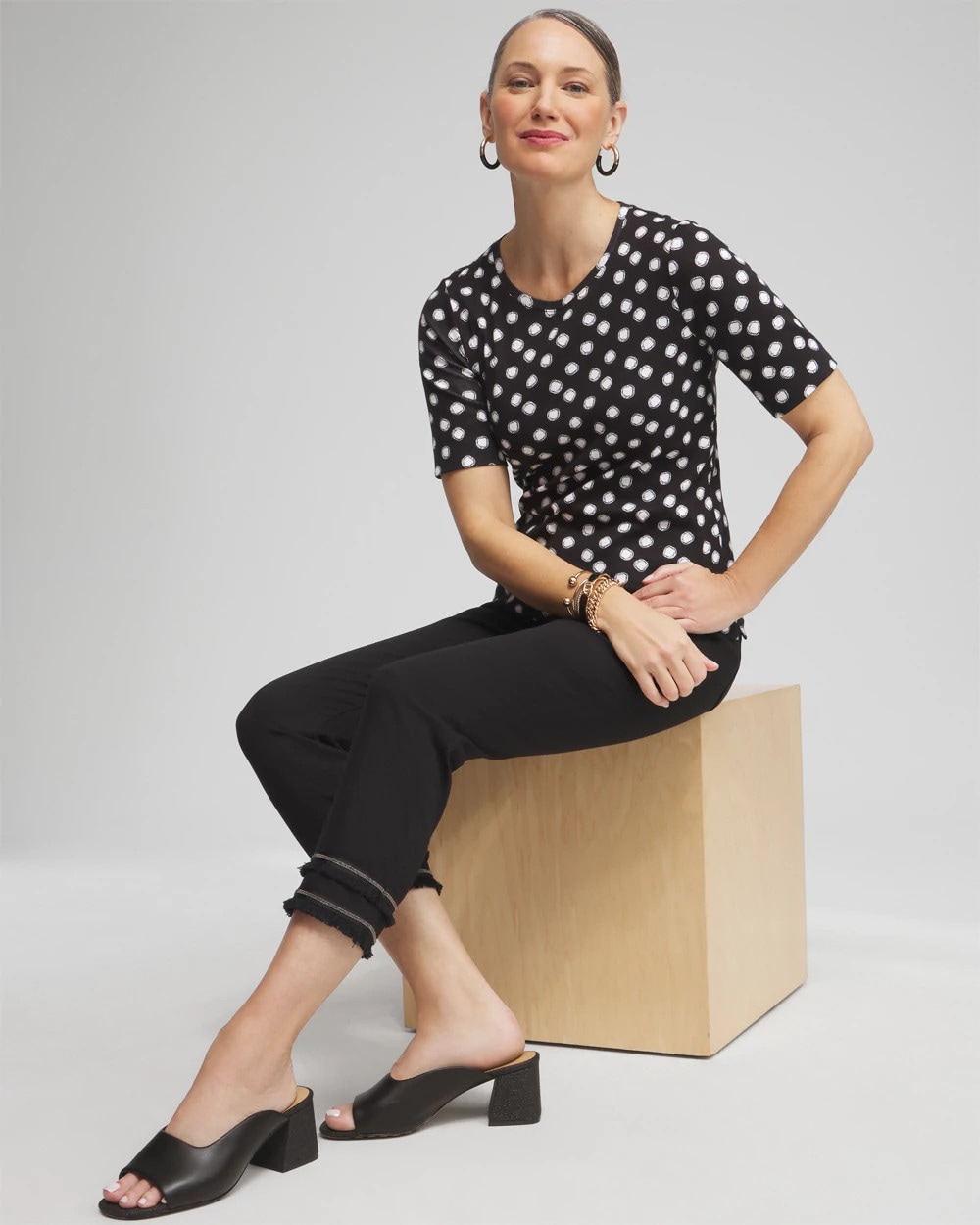 Polka Dot Everyday Elbow Sleeve Tee
