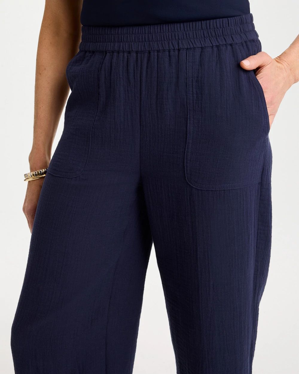 Petite Cotton Gauze Tapered Crop Pant