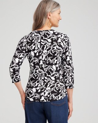 Abstract Print V-neck 3/4 Sleeve Tee