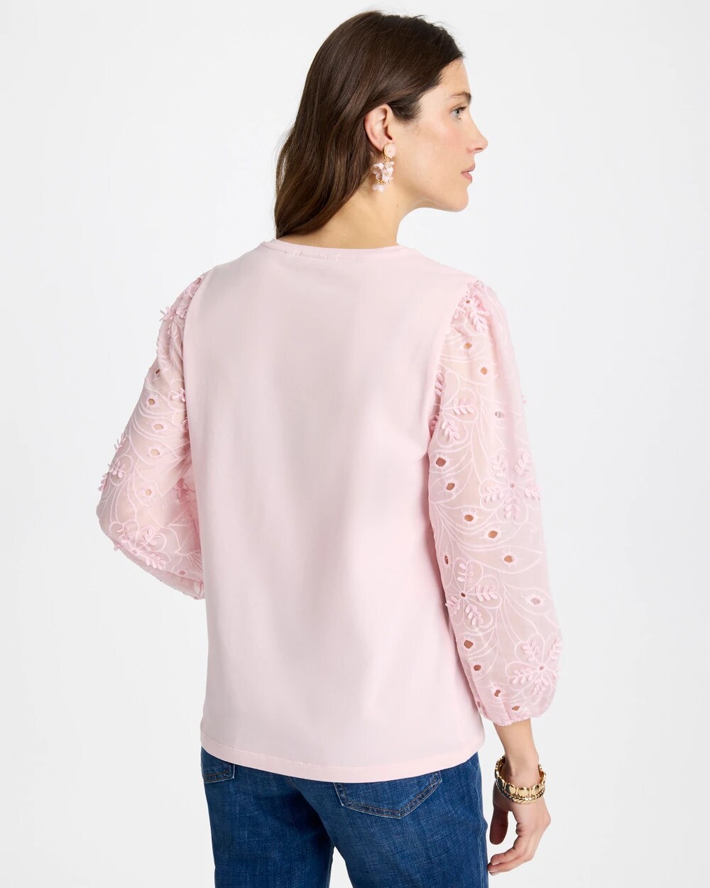 Floral Eyelet Sleeve Tee