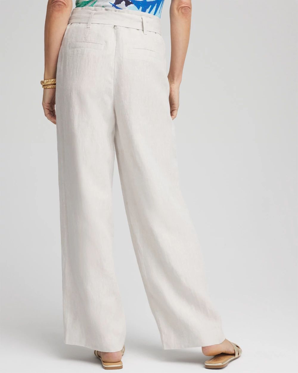 Petite Hollywood Waist Belted Linen Pants
