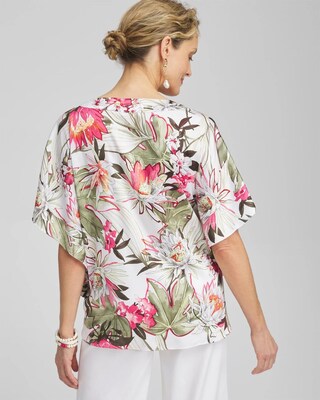Satin Floral Tie Front Top